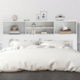 Homcom King Size Headboard With Storage And 4 Open Compartments, White - thumbnail 6