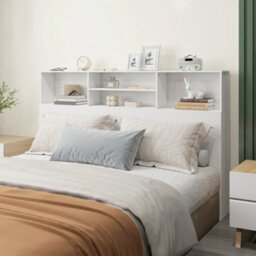 Homcom King Size Headboard With Storage And 4 Open Compartments, White - thumbnail 7