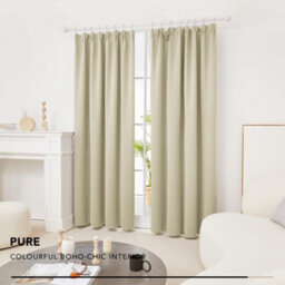 Deconovo Solid Super Soft Thermal Insulated Tape Top Blackout Curtains For Nursery 66 X 90 Beige Two Panels - thumbnail 3