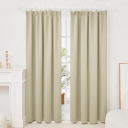 Deconovo Solid Super Soft Thermal Insulated Tape Top Blackout Curtains For Nursery 66 X 90 Beige Two Panels - thumbnail 2