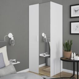 GoodHome Atomia Freestanding Matt White Particle Board Mirrored Wardrobe (H)1875mm (W)750mm (D)580mm - thumbnail 4