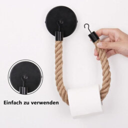 Toilet Paper Holder, Hemp Rope Towel Holder For Bathroom And Kitchen Bathroom Paper Holder Toilet Roll Holder  Black - thumbnail 4