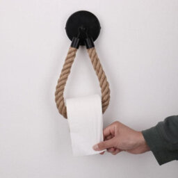 Toilet Paper Holder, Hemp Rope Towel Holder For Bathroom And Kitchen Bathroom Paper Holder Toilet Roll Holder  Black - thumbnail 5