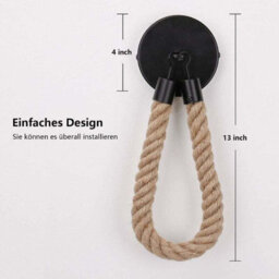 Toilet Paper Holder, Hemp Rope Towel Holder For Bathroom And Kitchen Bathroom Paper Holder Toilet Roll Holder  Black - thumbnail 3