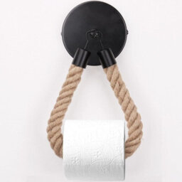 Toilet Paper Holder, Hemp Rope Towel Holder For Bathroom And Kitchen Bathroom Paper Holder Toilet Roll Holder  Black - thumbnail 1
