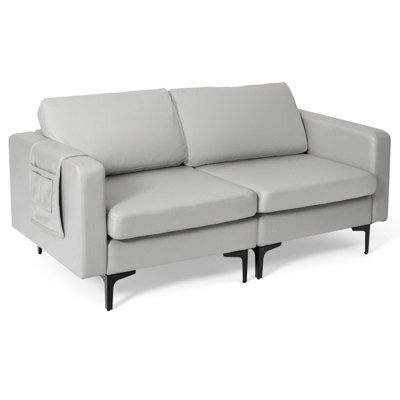 Costway Modern Upholstered Loveseat Sofa 2-Seat Sofa Couch W/ Seat Cushions - image 1