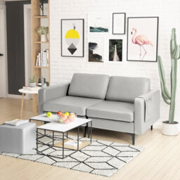 Costway Modern Upholstered Loveseat Sofa 2-Seat Sofa Couch W/ Seat Cushions - thumbnail 4