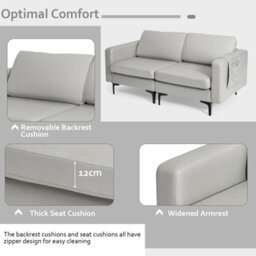 Costway Modern Upholstered Loveseat Sofa 2-Seat Sofa Couch W/ Seat Cushions - thumbnail 5