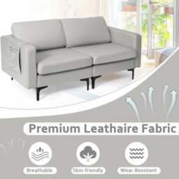 Costway Modern Upholstered Loveseat Sofa 2-Seat Sofa Couch W/ Seat Cushions - thumbnail 6
