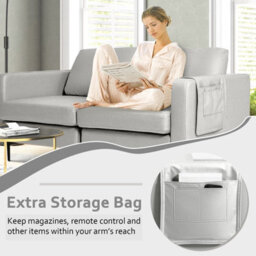 Costway Modern Upholstered Loveseat Sofa 2-Seat Sofa Couch W/ Seat Cushions - thumbnail 8