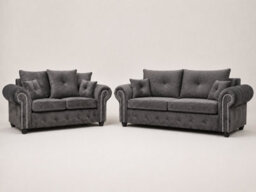 Gorgeous Olympia Velvet Sofa - Grey 3 Plus 2 Set