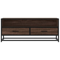 Berkfield Tv Cabinet Brown Oak 100X34.5X40 Cm Engineered Wood And Metal - thumbnail 4