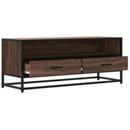 Berkfield Tv Cabinet Brown Oak 100X34.5X40 Cm Engineered Wood And Metal - thumbnail 7