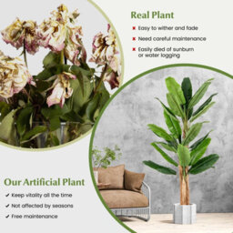 Costway 195Cm Tall Artificial Banana Tree Indoor Greenery Potted Plant Home Living Room Office Decor - thumbnail 7