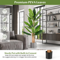 Costway 195Cm Tall Artificial Banana Tree Indoor Greenery Potted Plant Home Living Room Office Decor - thumbnail 5