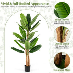 Costway 195Cm Tall Artificial Banana Tree Indoor Greenery Potted Plant Home Living Room Office Decor - thumbnail 6
