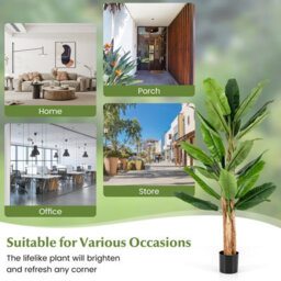 Costway 195Cm Tall Artificial Banana Tree Indoor Greenery Potted Plant Home Living Room Office Decor - thumbnail 9