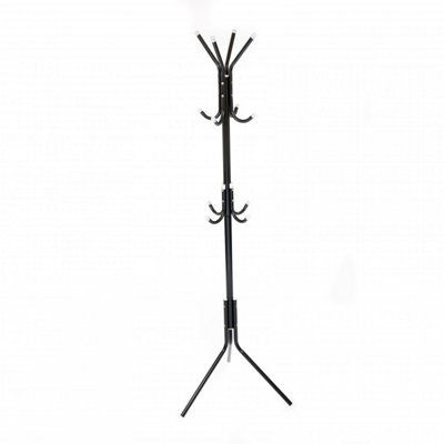 Oypla 12 Hook Coat Umbrella Stand Hat Rack Heavy Duty All Metal Black - image 1