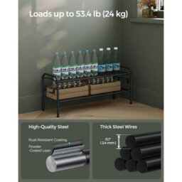 Shoe Organizer, 2-Tier Metal Rack With Hooks, Entryway Shoe Storage For Hallway Or Closet, Ink Black - thumbnail 5