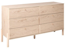 Wyld And Coco Nordicnest 6-Drawer Chest In Light Brown Paper Veneer With Solid Wood Legs And Handles - thumbnail 3