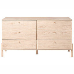 Wyld And Coco Nordicnest 6-Drawer Chest In Light Brown Paper Veneer With Solid Wood Legs And Handles - thumbnail 1