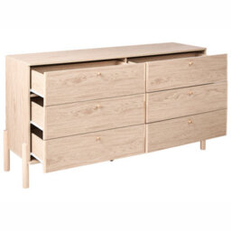 Wyld And Coco Nordicnest 6-Drawer Chest In Light Brown Paper Veneer With Solid Wood Legs And Handles - thumbnail 5