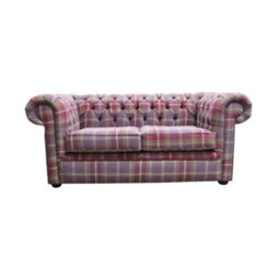Chesterfield Handmade Tartan 2 Seater Sofa Balmoral Amethyst Purple Fabric In Classic Style - thumbnail 1