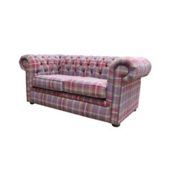 Chesterfield Handmade Tartan 2 Seater Sofa Balmoral Amethyst Purple Fabric In Classic Style - thumbnail 3