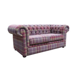 Chesterfield Handmade Tartan 2 Seater Sofa Balmoral Amethyst Purple Fabric In Classic Style - thumbnail 2