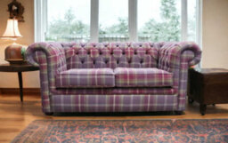 Chesterfield Handmade Tartan 2 Seater Sofa Balmoral Amethyst Purple Fabric In Classic Style - thumbnail 4