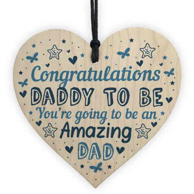 Red Ocean Daddy To Be Sign Baby Shower New Dad Gift Wooden Heart New Baby From Bump Present Keepskae - image 1
