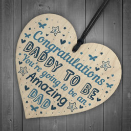 Red Ocean Daddy To Be Sign Baby Shower New Dad Gift Wooden Heart New Baby From Bump Present Keepskae - thumbnail 6