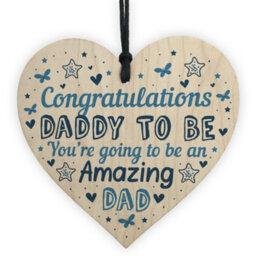 Red Ocean Daddy To Be Sign Baby Shower New Dad Gift Wooden Heart New Baby From Bump Present Keepskae - thumbnail 1