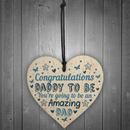 Red Ocean Daddy To Be Sign Baby Shower New Dad Gift Wooden Heart New Baby From Bump Present Keepskae - thumbnail 2