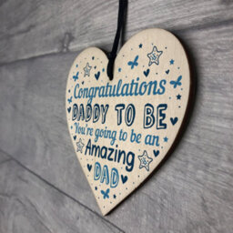 Red Ocean Daddy To Be Sign Baby Shower New Dad Gift Wooden Heart New Baby From Bump Present Keepskae - thumbnail 7