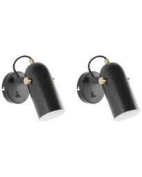Beliani Black Wall Lamps Set Of 2 17Cm Adjustable Spotlight - Matte-Black Iron Finish - thumbnail 2