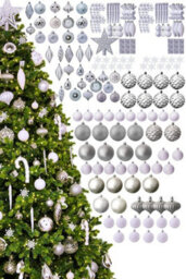 Christmas Tree World The 196Pc White & Silver Full Heavy Coverage Bauble Set (7Ft/210Cm Trees) - thumbnail 6