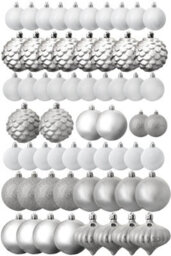 Christmas Tree World The 196Pc White & Silver Full Heavy Coverage Bauble Set (7Ft/210Cm Trees) - thumbnail 3