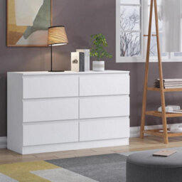 6 Drawer Chest Of Drawers Bedroom Furniture Scandinavian Handleless Matt White - thumbnail 2