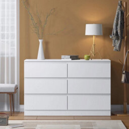6 Drawer Chest Of Drawers Bedroom Furniture Scandinavian Handleless Matt White - thumbnail 1