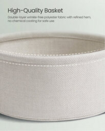 LEDREM Side Table, Round End Table With Fabric Basket, Spacious, For Living Room Bedroom,laurel Green And Cream White - thumbnail 8