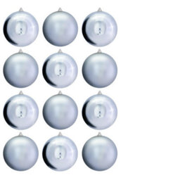 Christmas Tree World 20Cm Silver Bauble Set Shiny/matt (12 Pc) - thumbnail 2