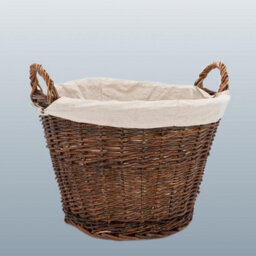 Large Round Brown Rustic Wicker Fireside Log Basket With Removable Washable Cotton Liner Holder - Fire161 - thumbnail 7