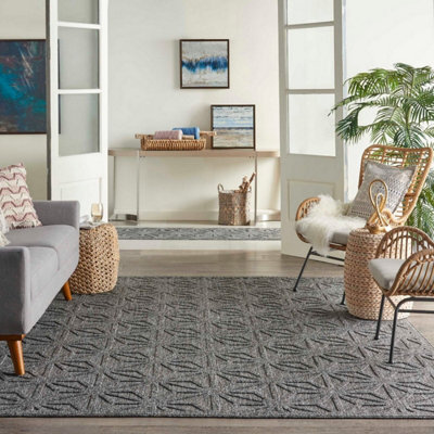 Grey Outdoor Rug, Abstract Optical/ (3D) Stain-Resistant Rug For Patio Decks , Modern Outdoor Area Rug-122Cm X 183Cm - image 1