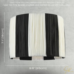 Happy Homewares Designer Two Tone Black And White Folded Pleated Paper Lamp Shade - thumbnail 7