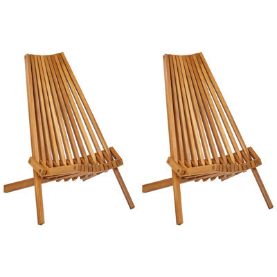 Beliani Set Of 2 Garden Chairs Bellano Acacia Wood Brown - image 1