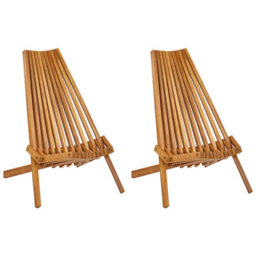 Beliani Set Of 2 Garden Chairs Bellano Acacia Wood Brown - thumbnail 1