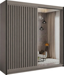 M N Furniture Ltd M N Furniture Clay 2 Door Sliding Wardrobe With Black Strips Mirror And Led Light - W150Cm - thumbnail 2