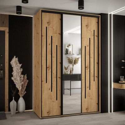 Arte Warm Oak Artisan Cannes Ix Sliding Door Wardrobe 150Cm - Practical Family Storage - image 1