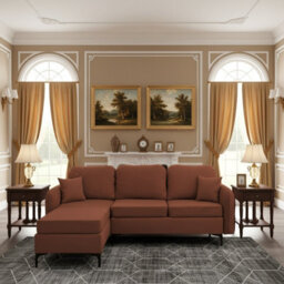 Venice L Corner Sofa Bed With Bonnell Spring Metal Legs Wooden Frame Dl Mechanism Storage 225X172X78X96 Cm Orange Left - thumbnail 2